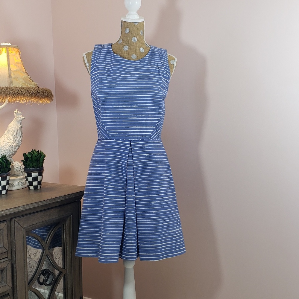 GAP Blue and White Striped Sleeveless Mini Dress